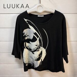 LUUKAA – Black Artistic Print Top – Size 10